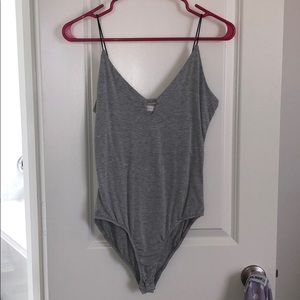 Grey spaghetti strap bodysuit